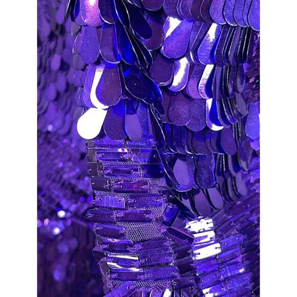 Retrofete April Sequin Embellished Long Sleeve Royal Purple Mini Dress Sz Large - Picture 7 of 12